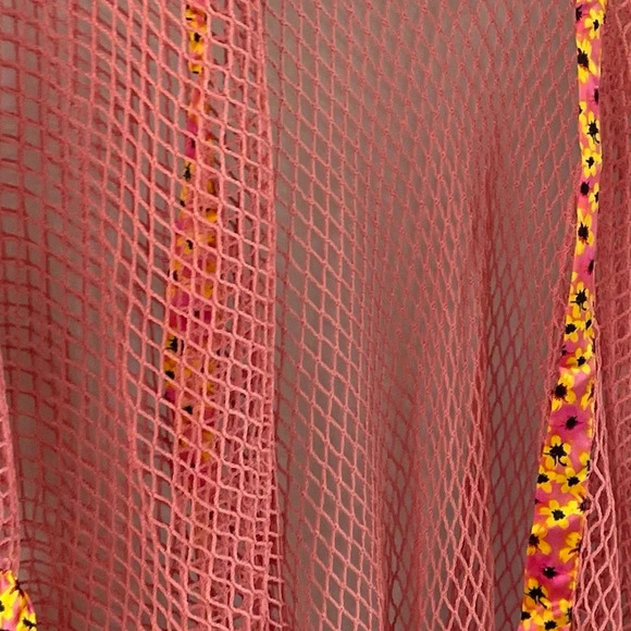 Steve Madden Open Weave Topper - Pink/Yellow Floral Mesh Kimono - NWT! - Picture 11 of 14